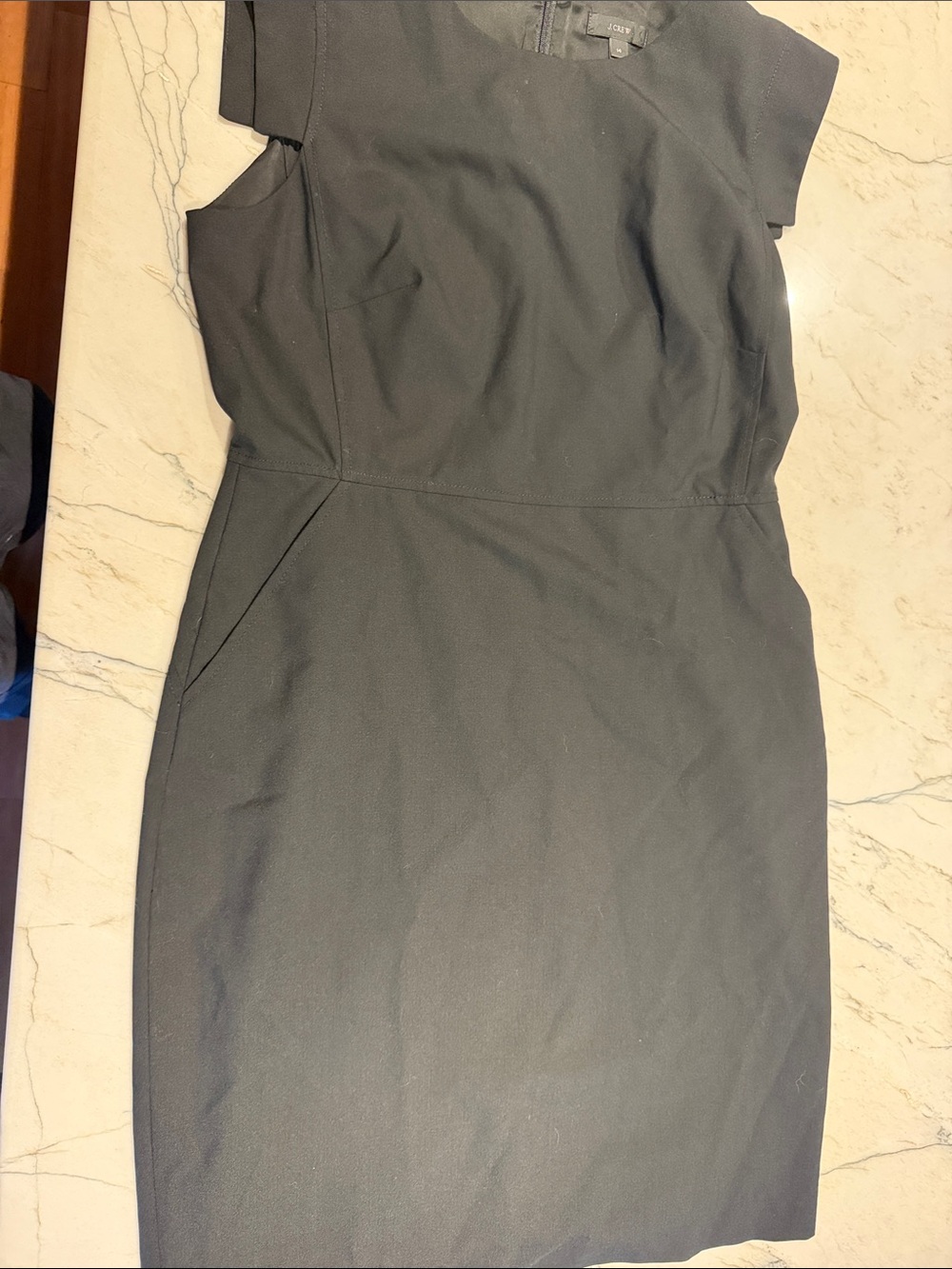 J. Crew Black Cap-Sleeve Midi Sheath Dress